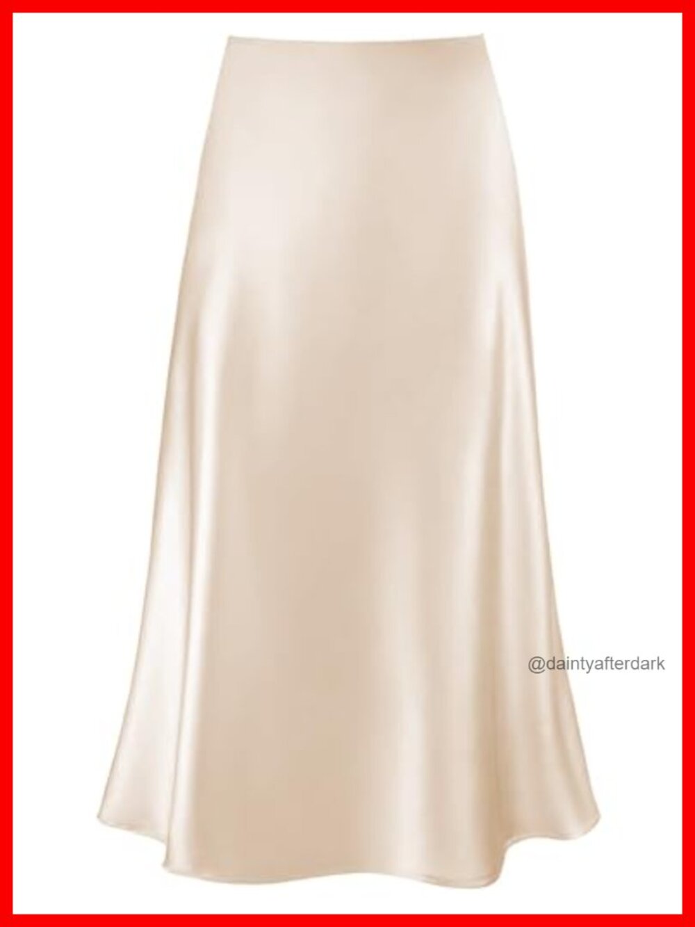 Satin Silk Midi Skirt A-Line Flared Elastic Waist